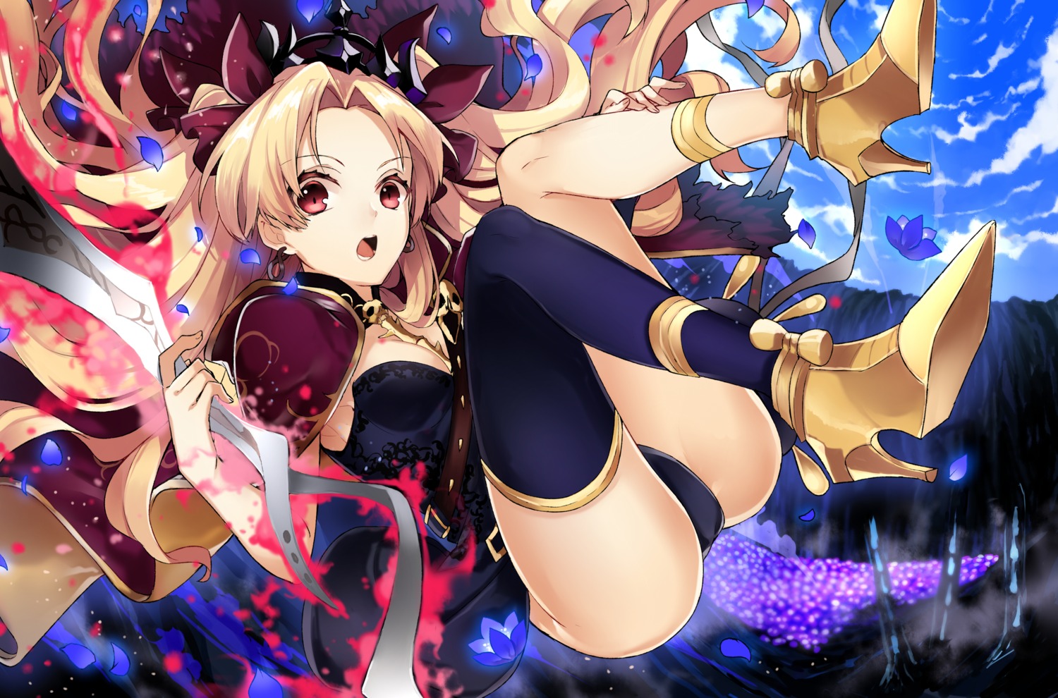 armor cleavage dress ereshkigal_(fate/grand_order) fate/grand_order heels pantsu sogawa thighhighs