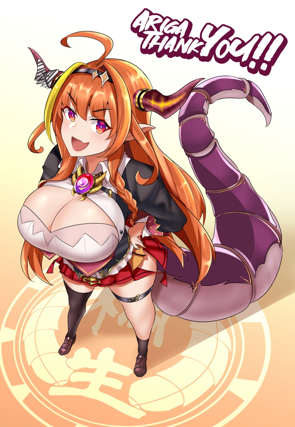 altronage cleavage garter hololive horns kiryuu_coco pointy_ears tail thighhighs