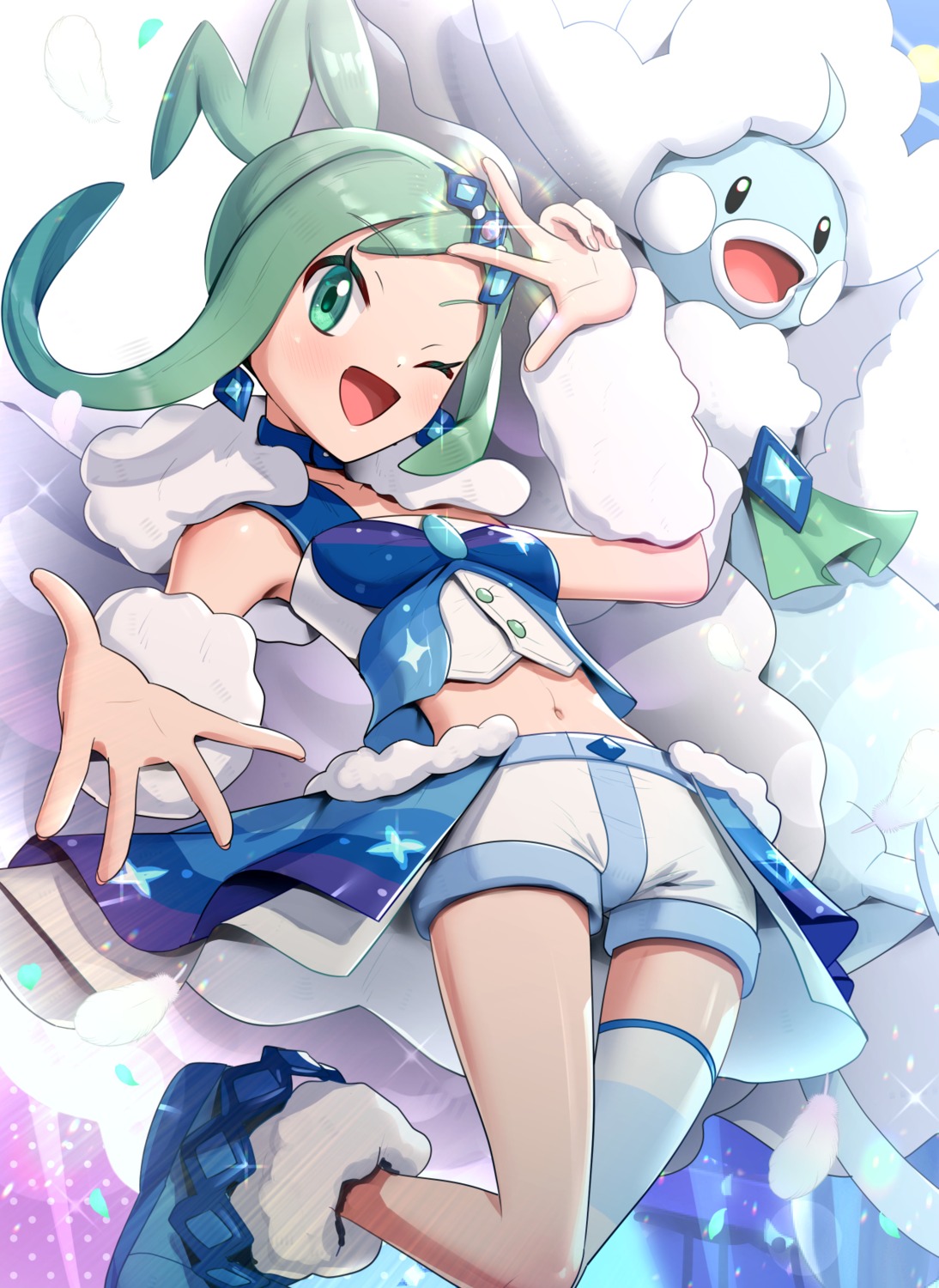 altaria breasts dress gonzarez lucia_(pokemon) mega_altaria pokemon pokemon_oras pokemon_rse thighhighs