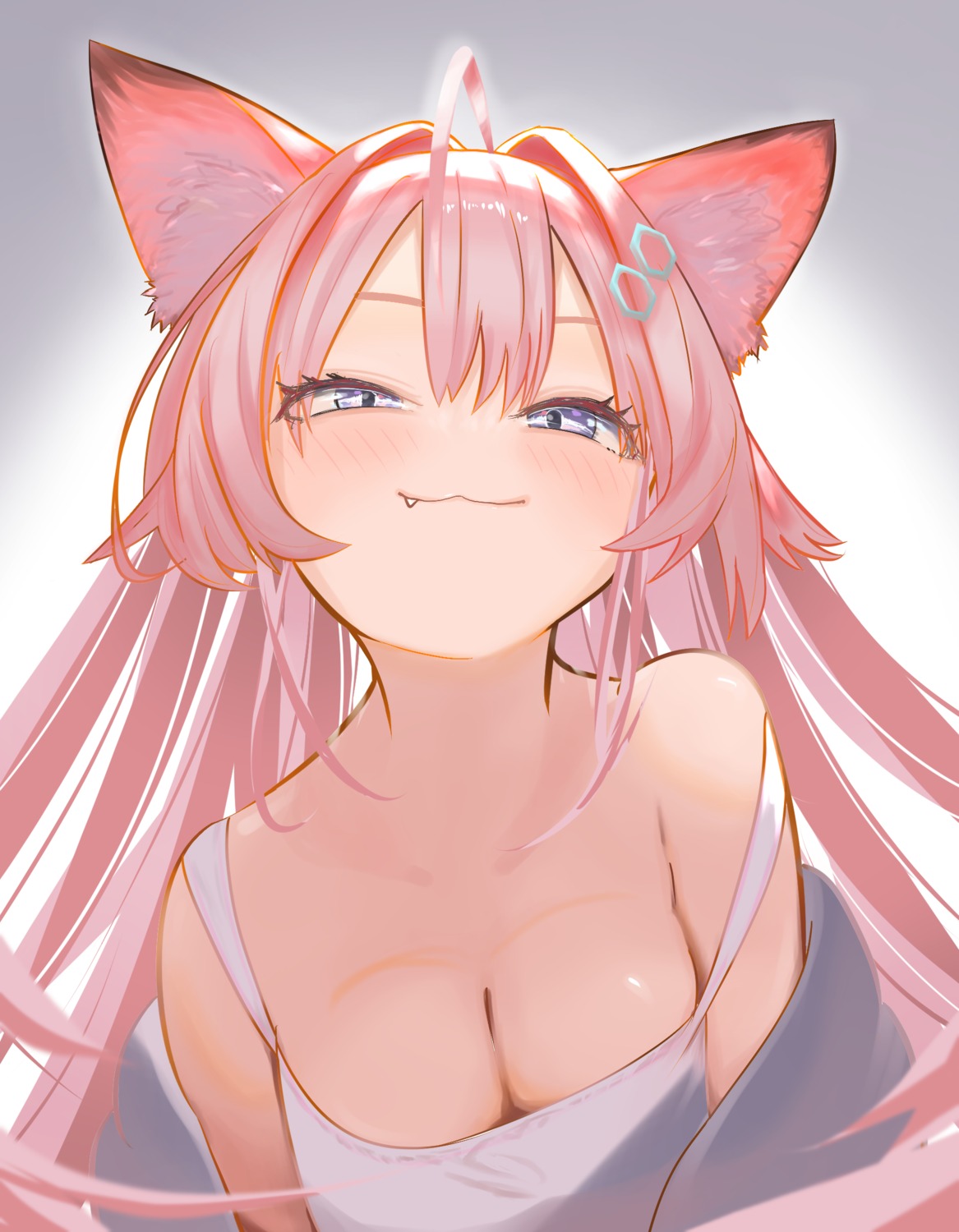 animal_ears hakui_koyori hololive nekomata_(gzhx5547) no_bra