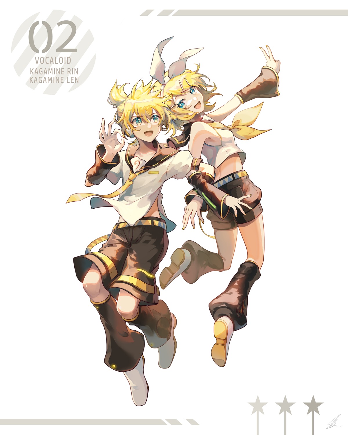 headphones kagamine_len kagamine_rin saihate seifuku vocaloid