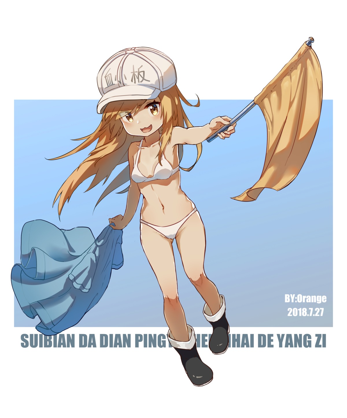 bra chengzi_orange cleavage hataraku_saibou pantsu platelet_(hataraku_saibou)