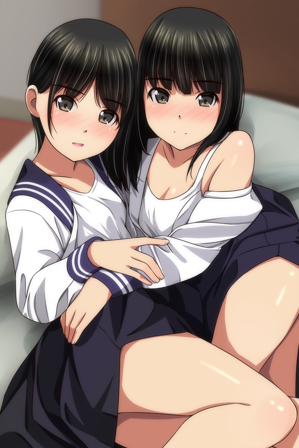 lingerie loli matsunaga_kouyou seifuku skirt_lift yuri