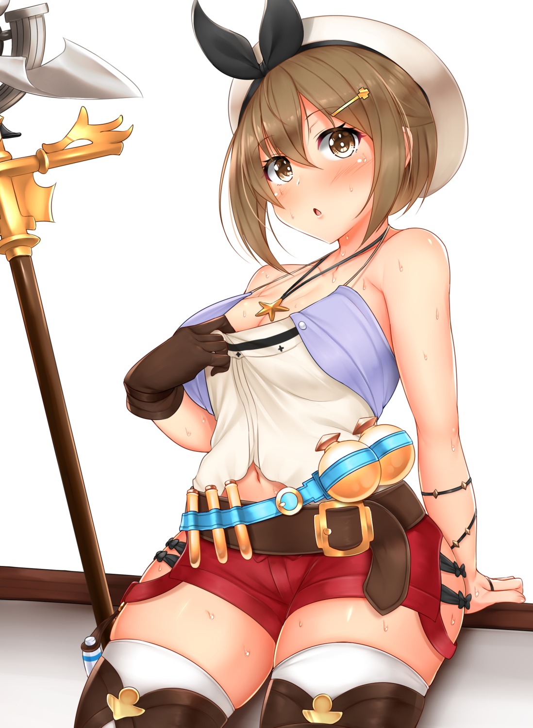 atelier atelier_ryza cleavage reisalin_stout thighhighs tokoya_(ex-hetare) weapon wet