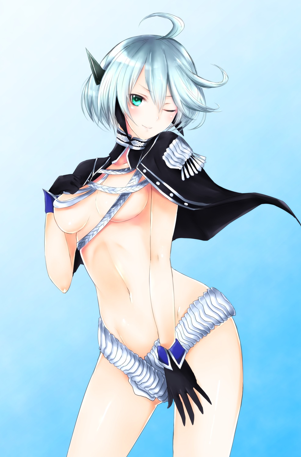 frost_(artist) naked_cape underboob