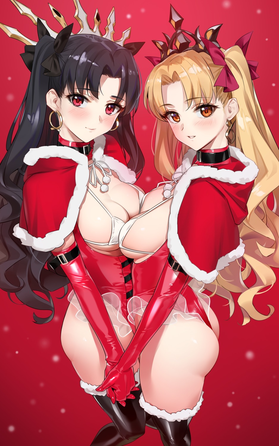 ass bikini_top christmas ereshkigal_(fate/grand_order) fate/grand_order ishtar_(fate/grand_order) leotard swimsuits symmetrical_docking thighhighs yd_(orange_maru)