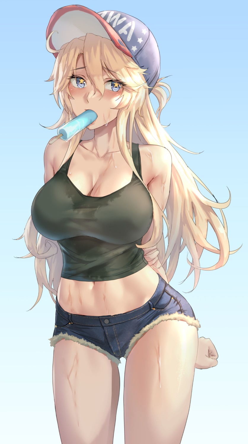 cleavage iowa_(kancolle) kantai_collection kokuzou no_bra pantsu wet wet_clothes