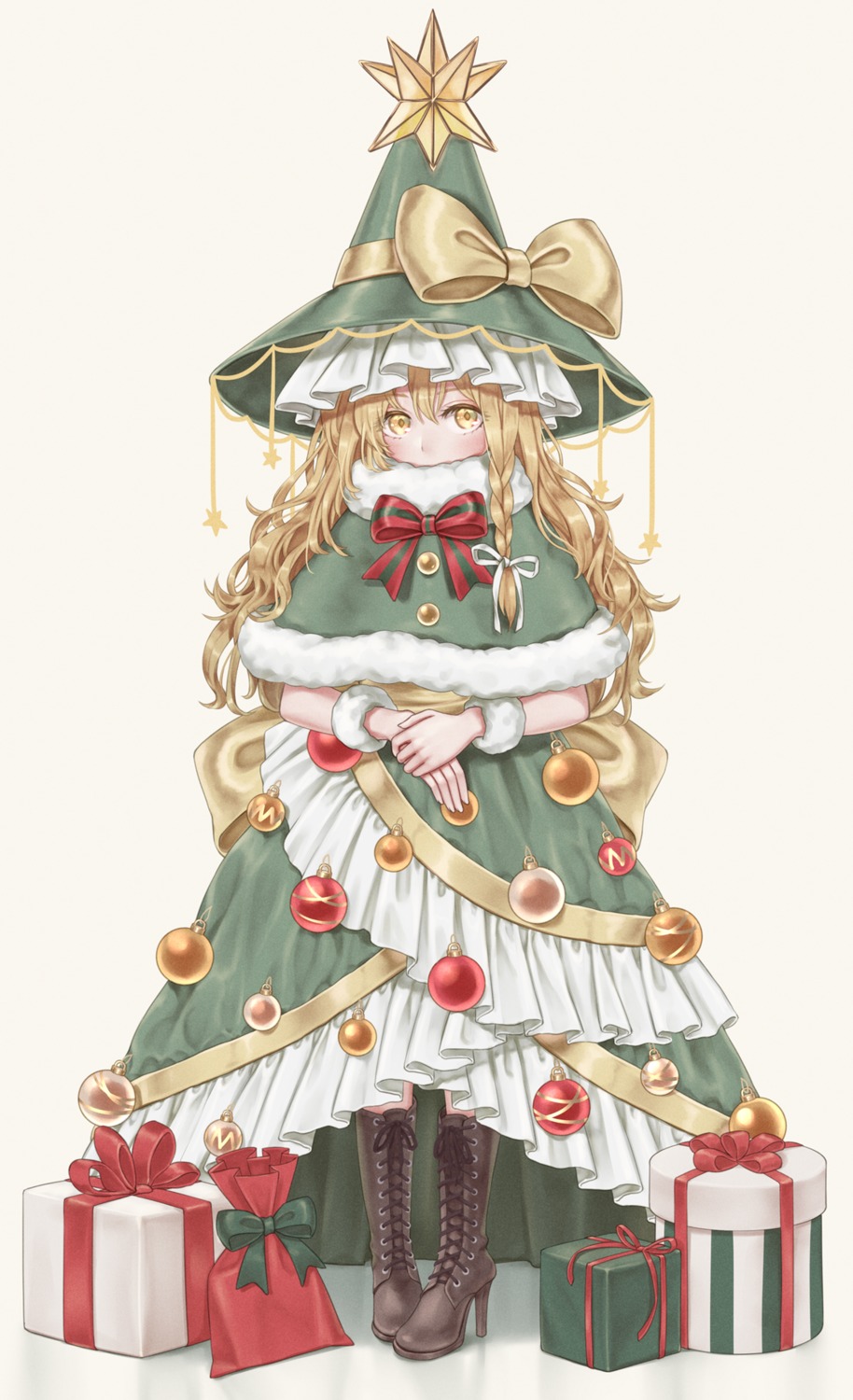 christmas dress heels kirisame_marisa torinari_(dtvisu) touhou