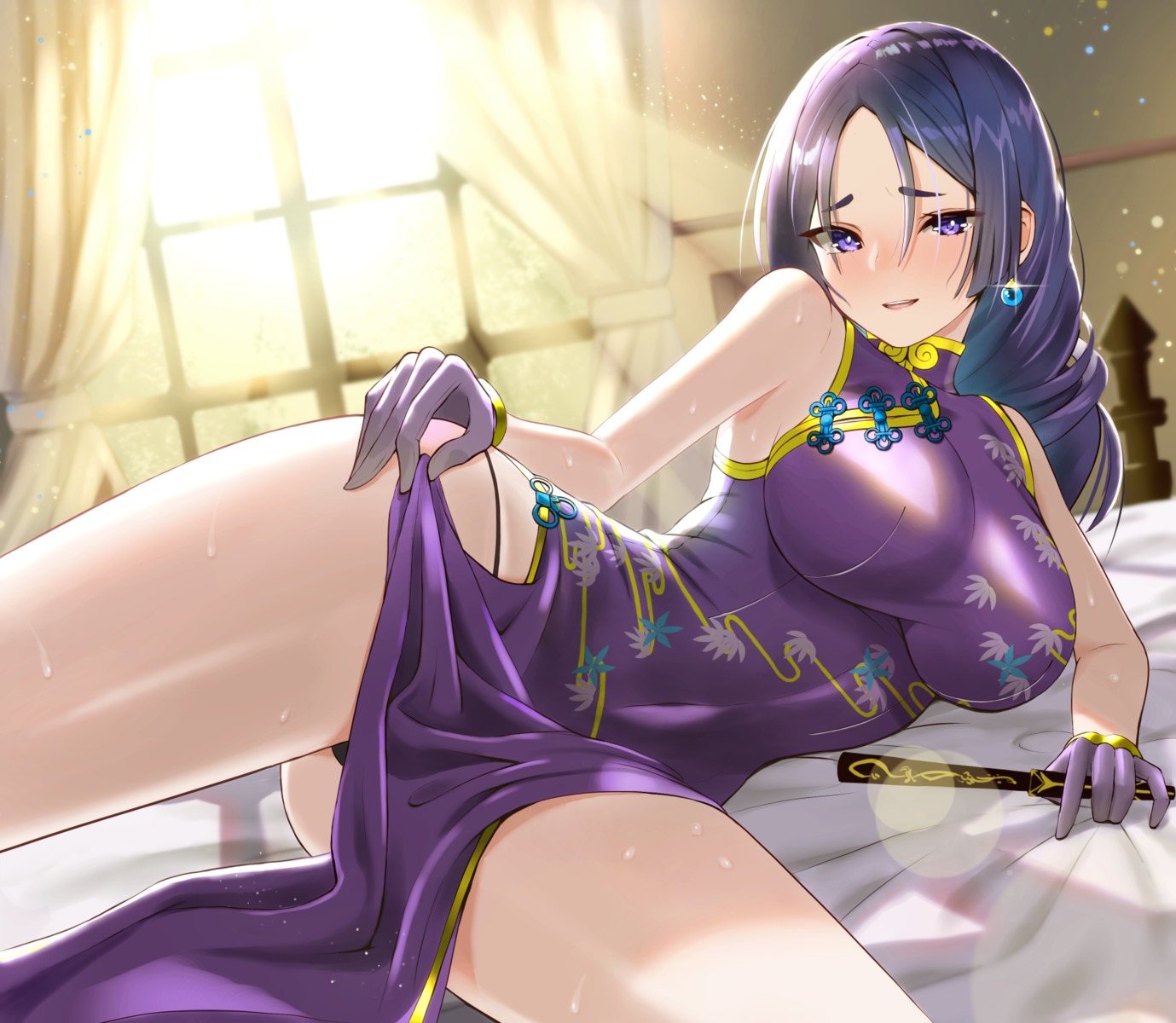 chinadress fate/grand_order inari_(ambercrown) minamoto_no_raikou_(fate/grand_order) pantsu skirt_lift