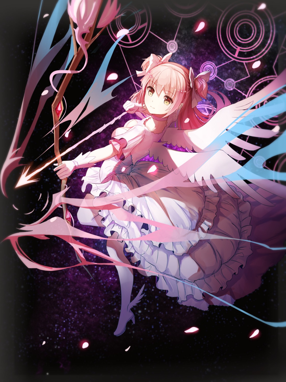 dress heels kaname_madoka puella_magi_madoka_magica red_flowers ultimate_madoka weapon wings