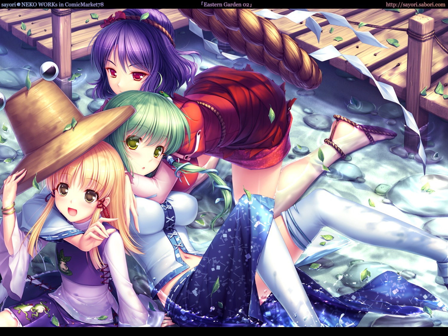 kochiya_sanae moriya_suwako sayori touhou wallpaper yasaka_kanako