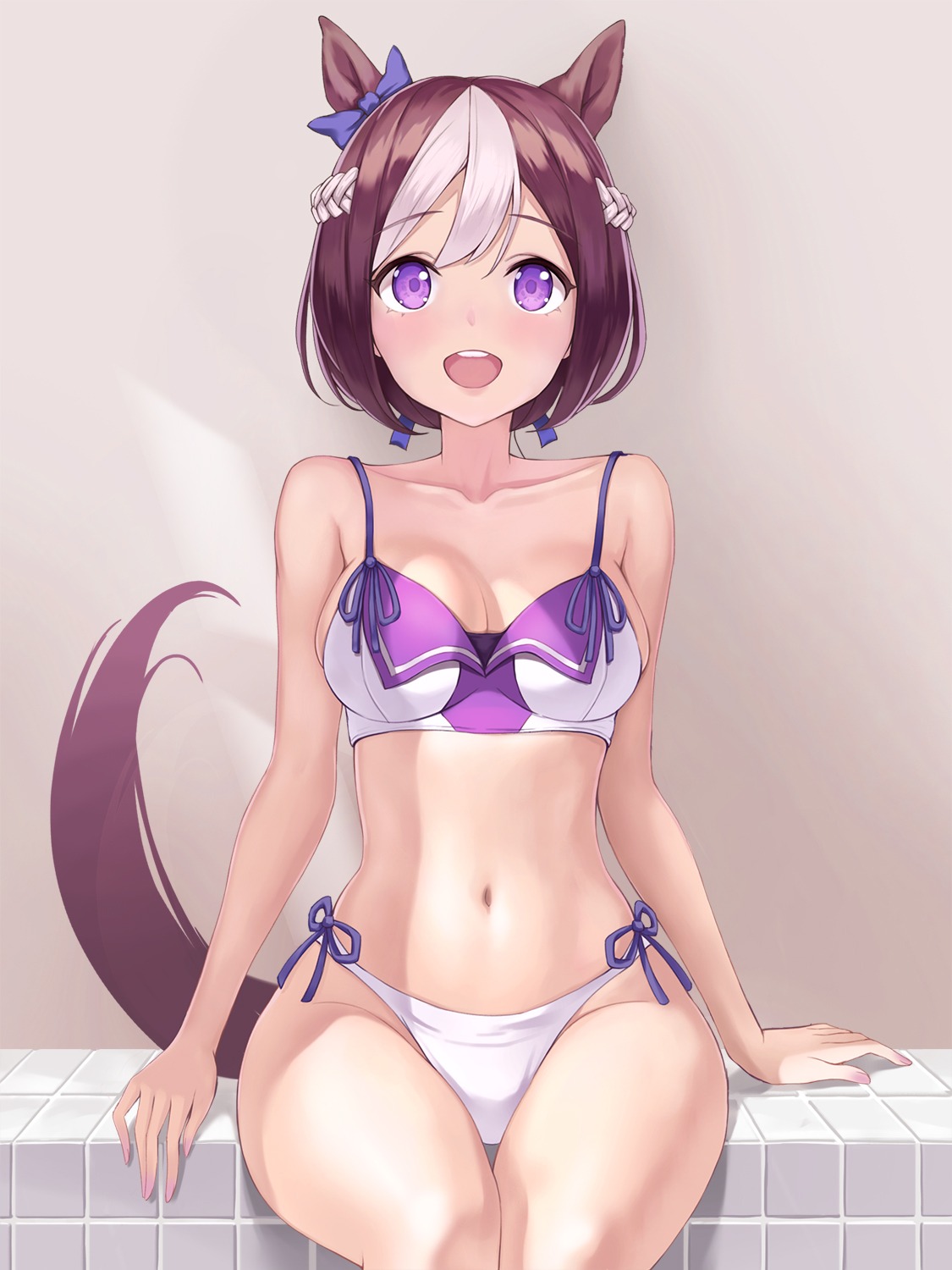 animal_ears bikini cleavage corin_(djdhqflz0djolut) special_week_(umamusume) swimsuits tail uma_musume_pretty_derby