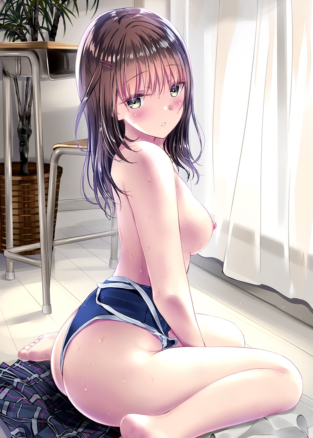 ass kobayashi_chisato nipples school_swimsuit swimsuits topless wet