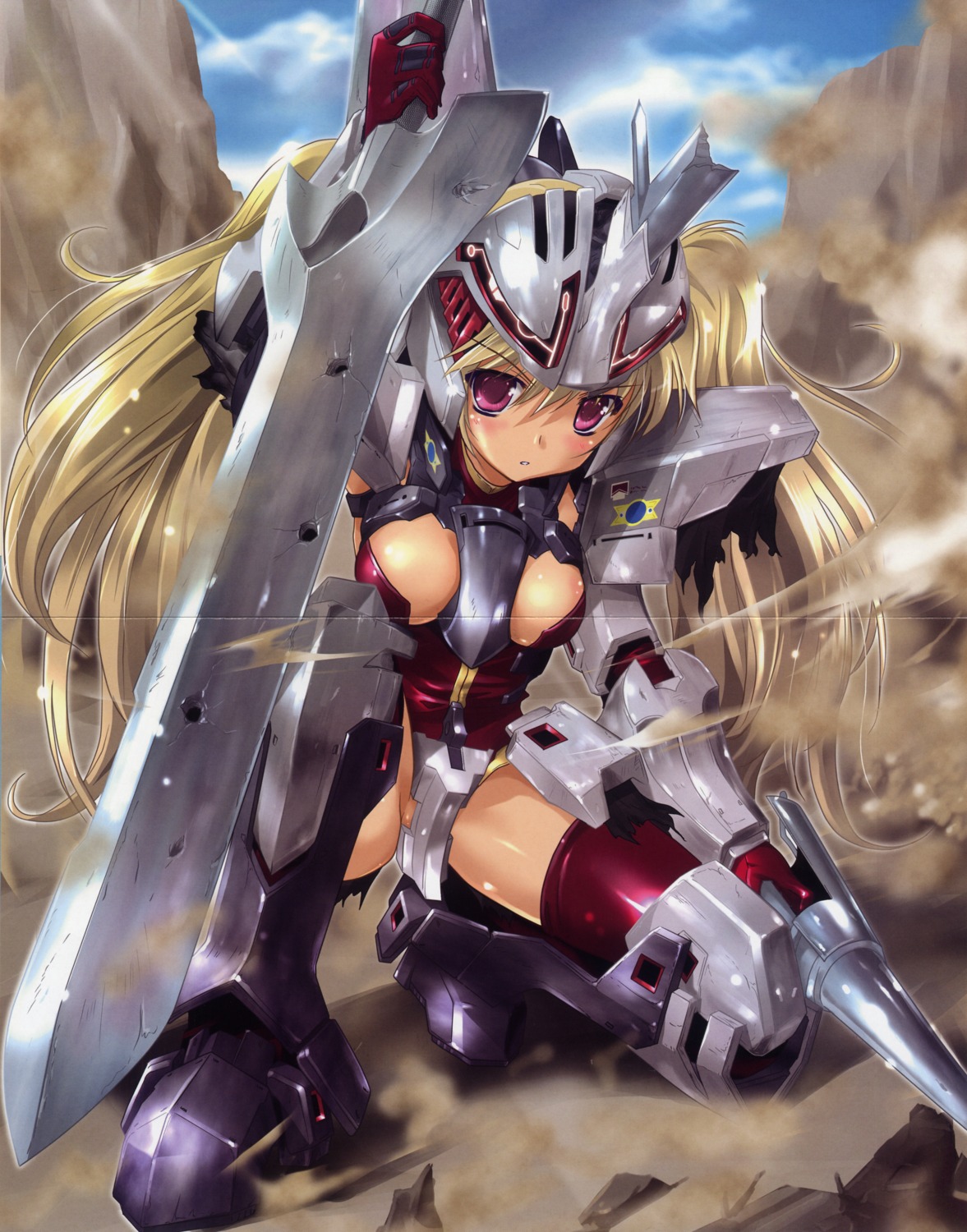 armor broken_blade crease komatsu_e-ji mecha mecha_musume sword