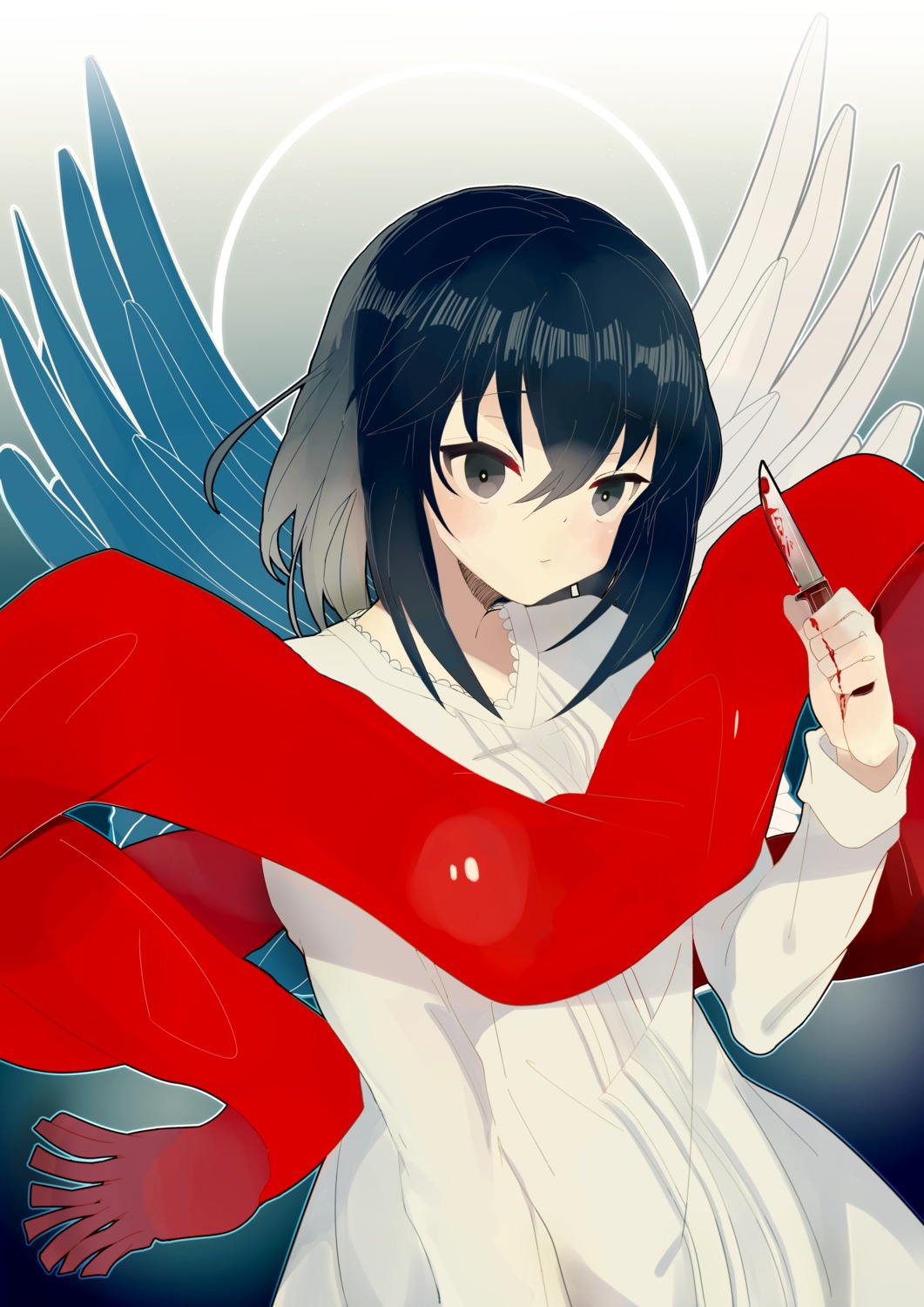 blood dress kagura_kurosaki mikasa_ackerman shingeki_no_kyojin weapon wings