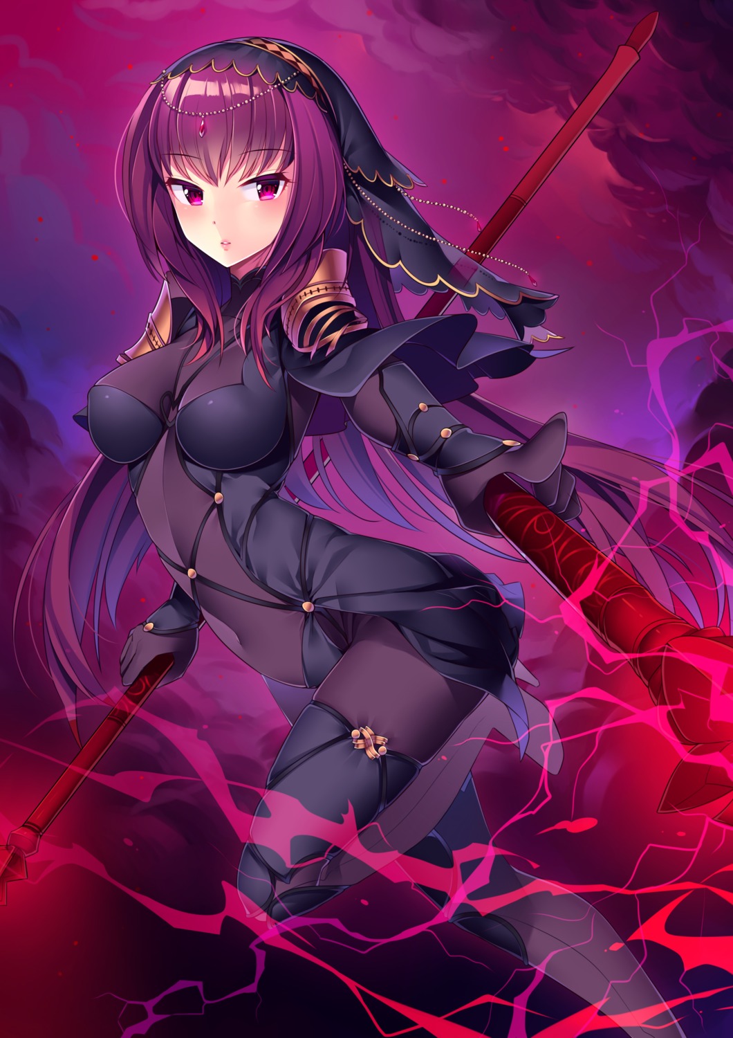 armor bodysuit fate/grand_order heels may_(2747513627) scathach_(fate/grand_order) thighhighs weapon