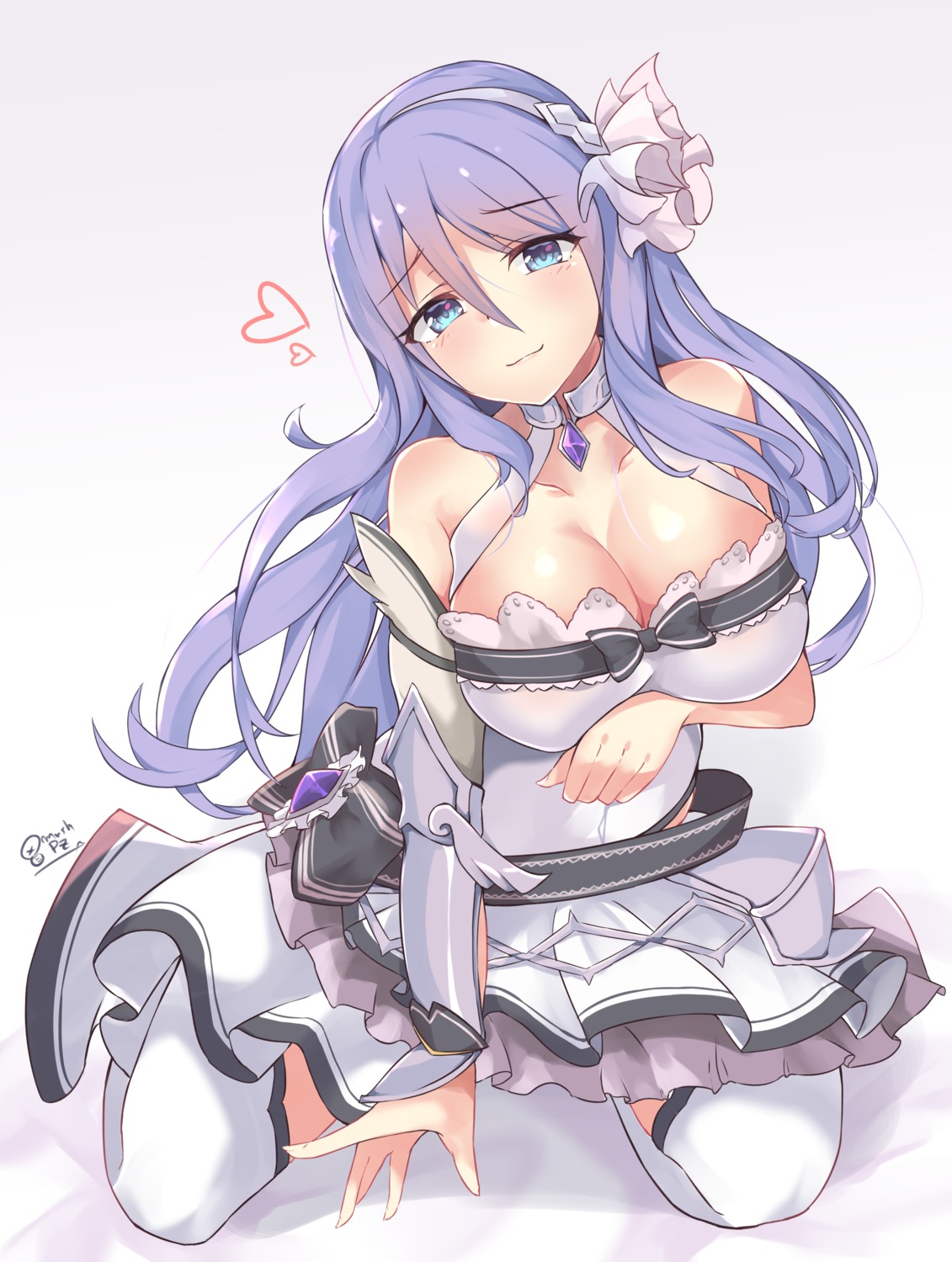 armor breast_hold dress hoshino_shizuru mushpz princess_connect! princess_connect!_re:dive thighhighs