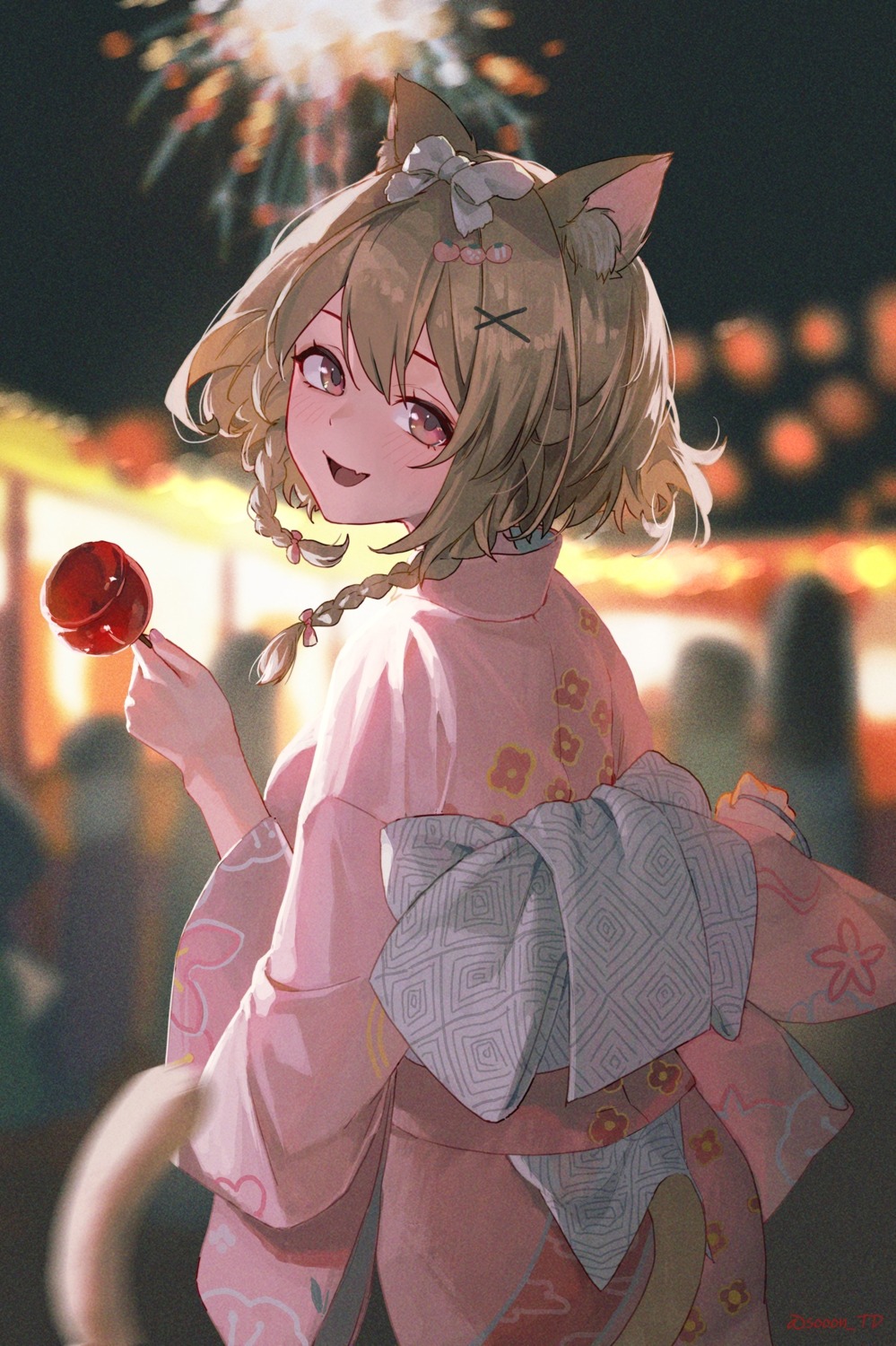 animal_ears nekomimi sooon tail yukata