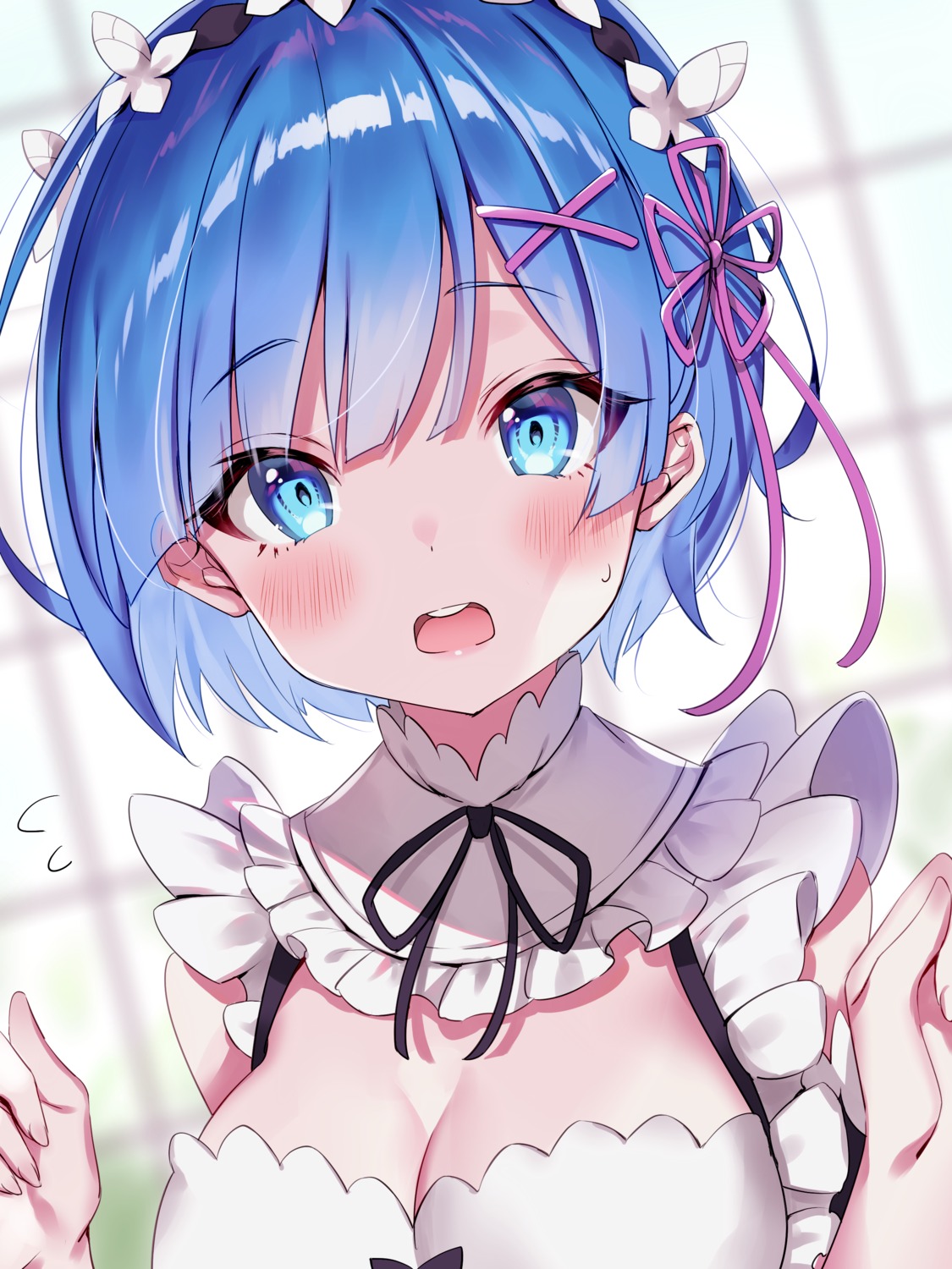 cleavage maid re_zero_kara_hajimeru_isekai_seikatsu rem_(re_zero) tatejima_uri