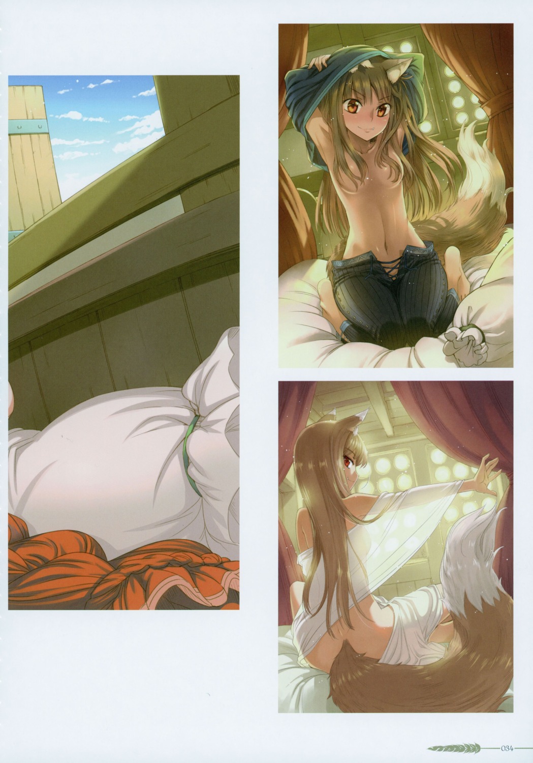 animal_ears holo koume_keito naked spice_and_wolf tail topless