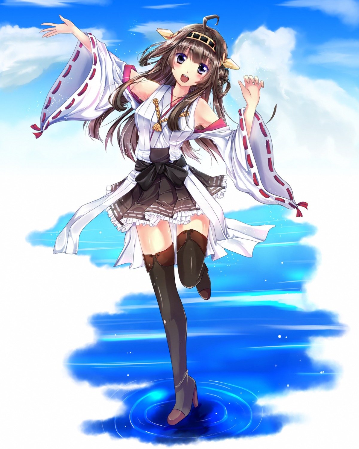 fule heels japanese_clothes kantai_collection kongou_(kancolle) thighhighs