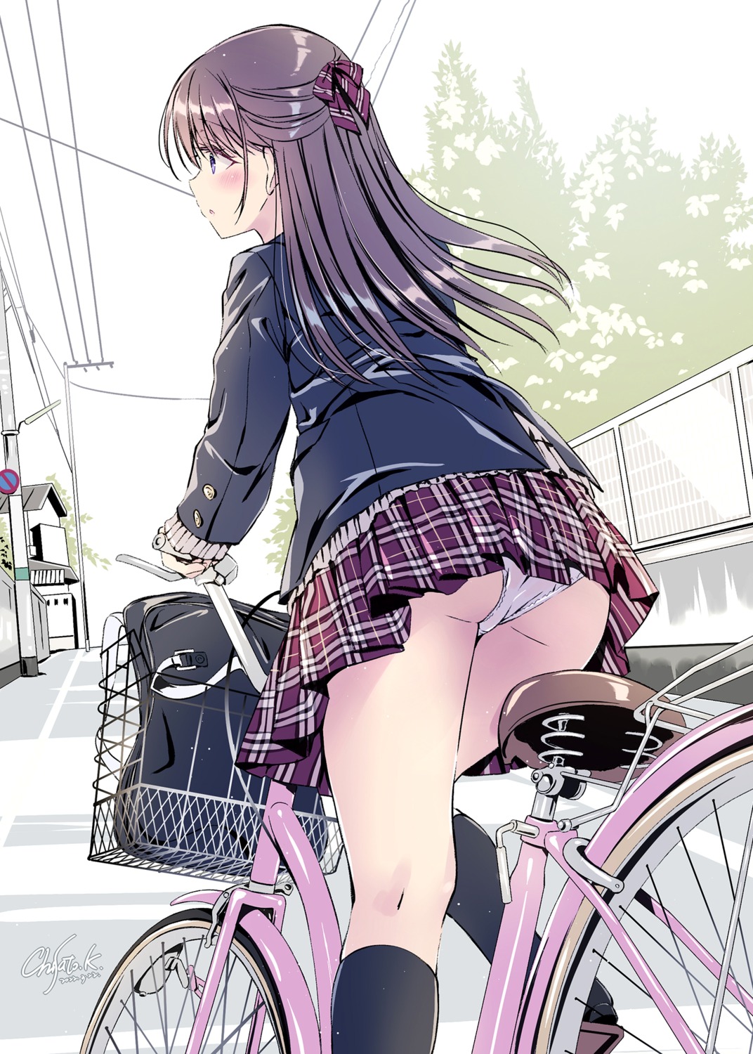 artist_revision ass kobayashi_chisato pantsu seifuku shishunki_complex skirt_lift sweater