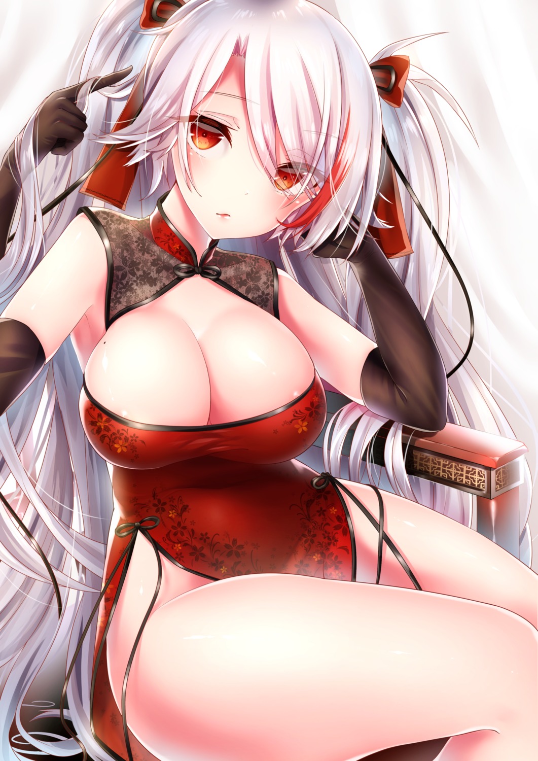 azur_lane chinadress cleavage nopan prinz_eugen_(azur_lane) touwa_iyo