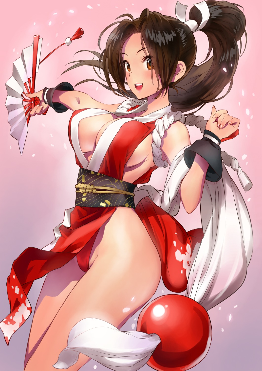 erect_nipples japanese_clothes king_of_fighters matsuda_(matsukichi) no_bra pantsu shiranui_mai skirt_lift