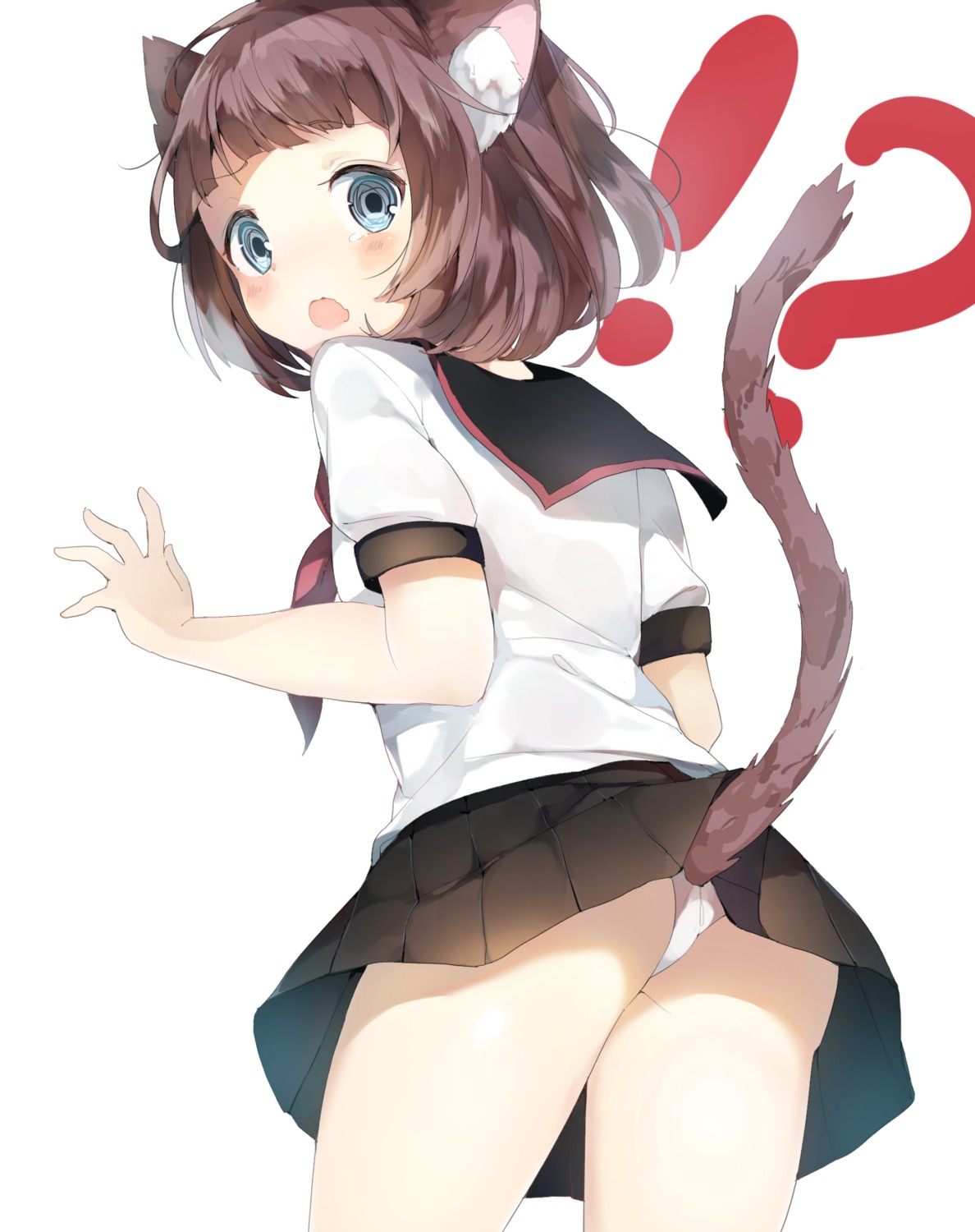 animal_ears ass nekomimi pantsu seifuku tail umibouzu