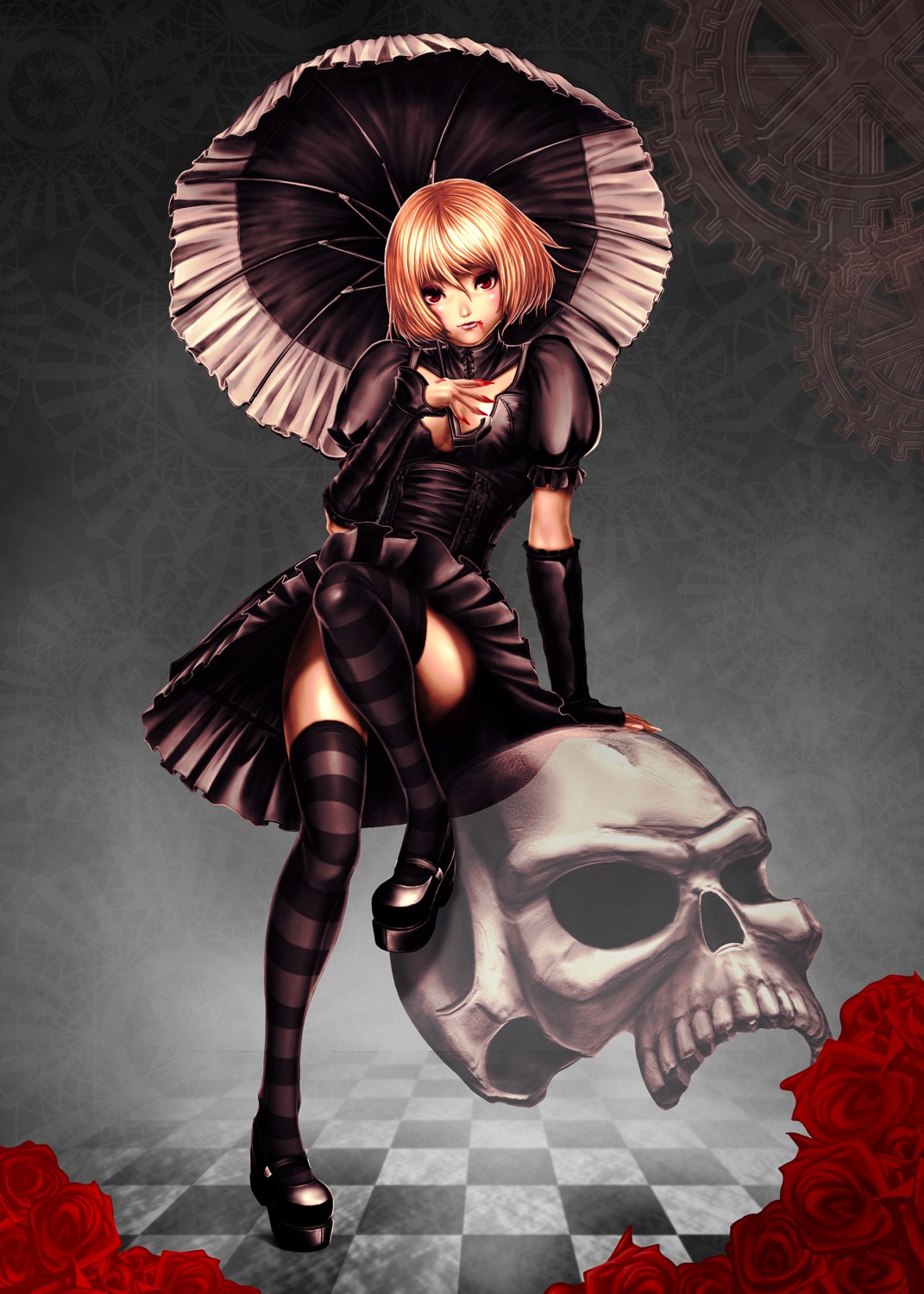 cleavage dress gothic_lolita lolita_fashion seppy thighhighs umbrella