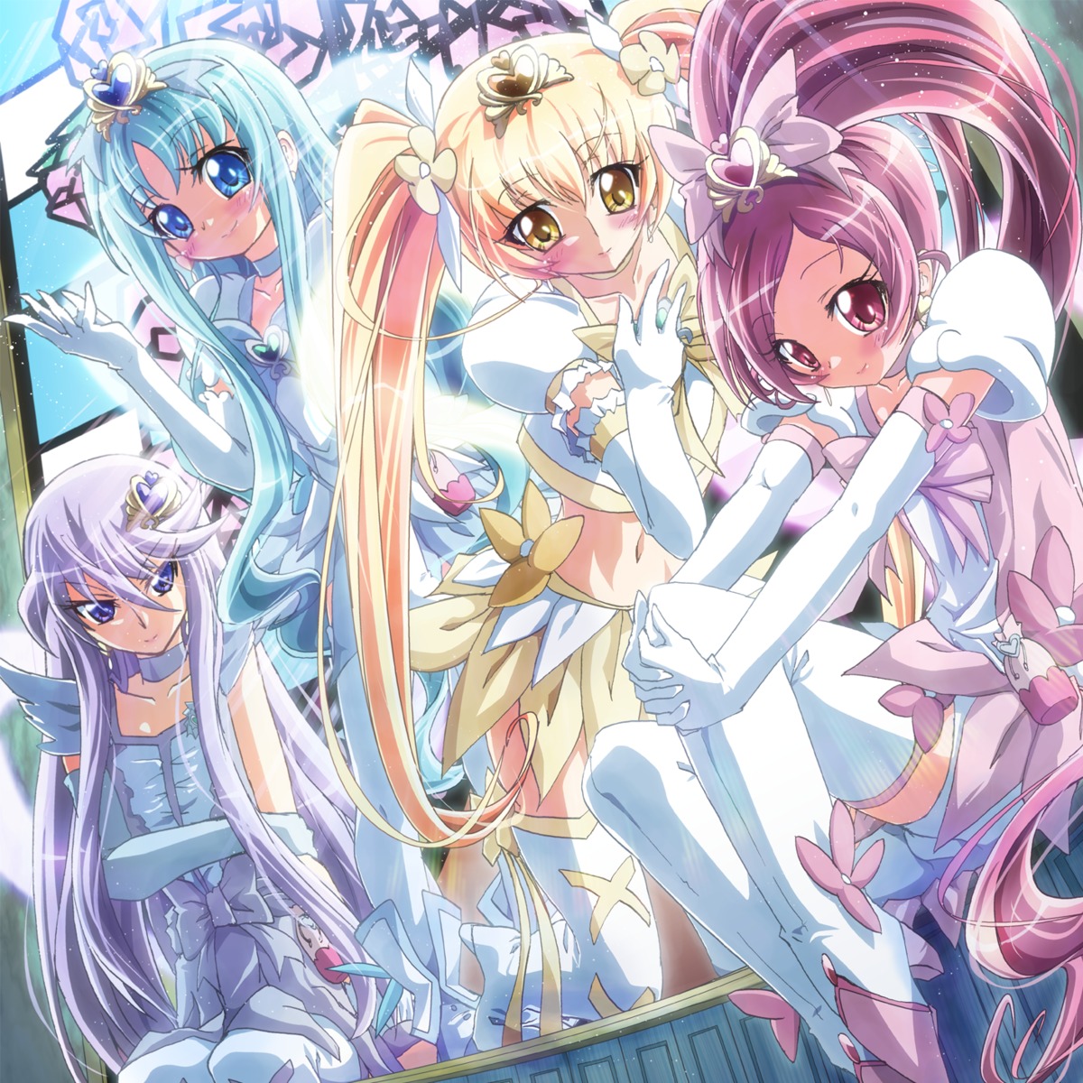 dress hanasaki_tsubomi heartcatch_precure! inoshishi kurumi_erika myoudouin_itsuki precure thighhighs tsukikage_yuri