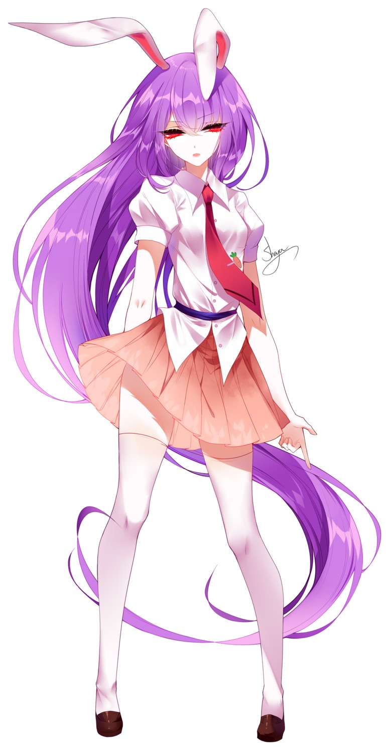 animal_ears bunny_ears reisen_udongein_inaba sheya skirt_lift thighhighs touhou