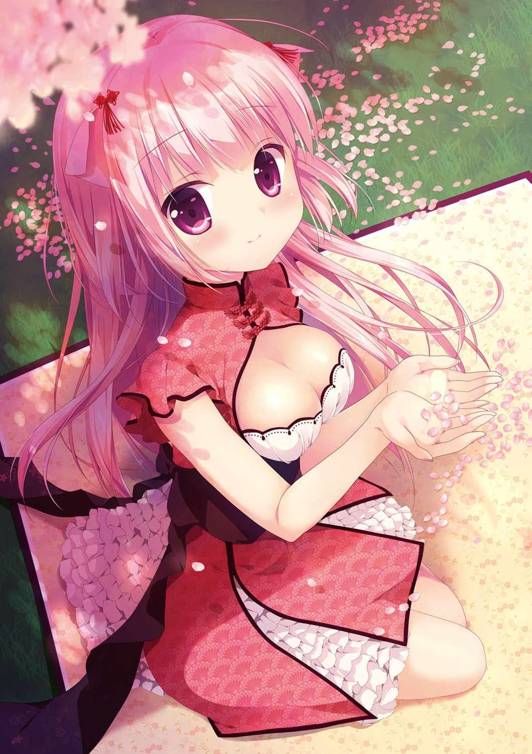 animal_ears canvas+garden cleavage dress miyasaka_nako rowa_(canvas+garden)