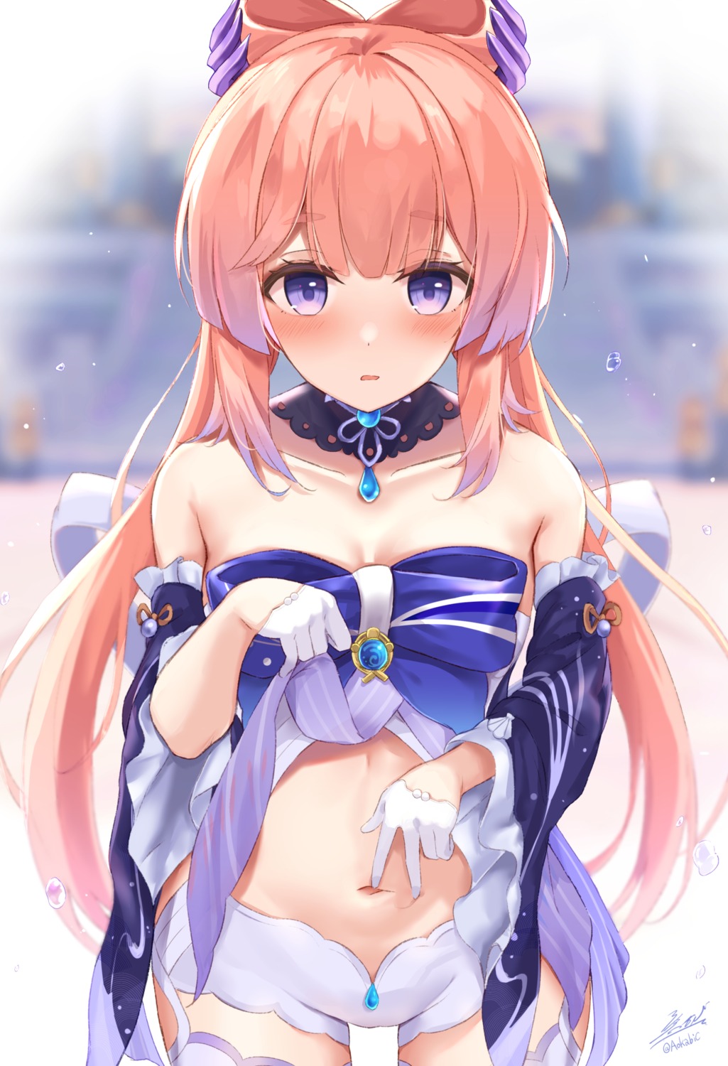 aokabi_(aokabic) genshin_impact no_bra sangonomiya_kokomi thighhighs