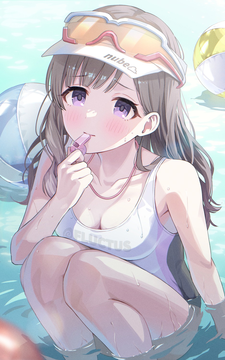 cleavage megane momoimon swimsuits the_idolm@ster the_idolm@ster_shiny_colors wet yuukoku_kiriko