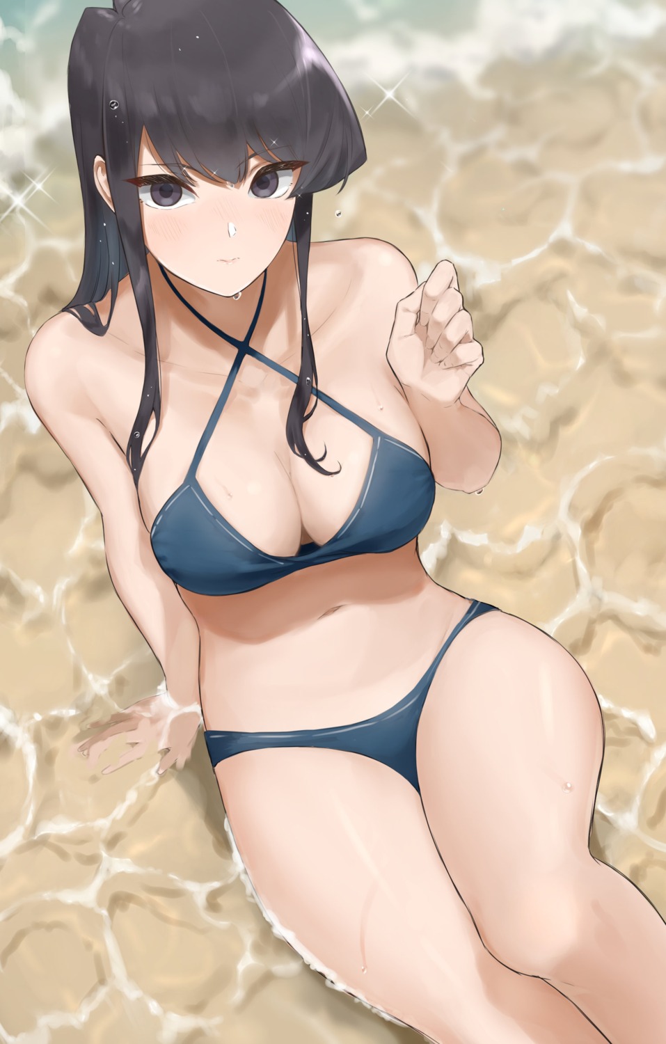 bikini cleavage komi-san_wa_komyushou_desu. komi_shouko swimsuits takita_(takita3411) wet