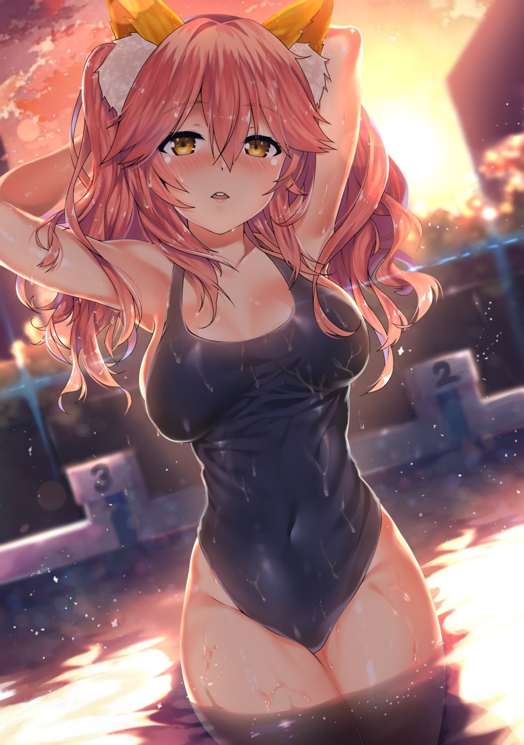 fate/grand_order kawai school_swimsuit swimsuits tamamo_no_mae wet