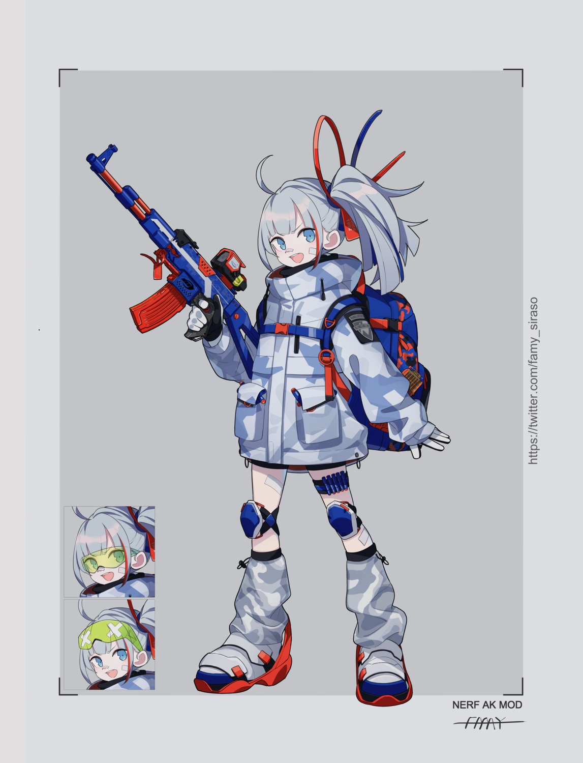 bandaid character_design fami_(yellow_skies) garter gun uniform