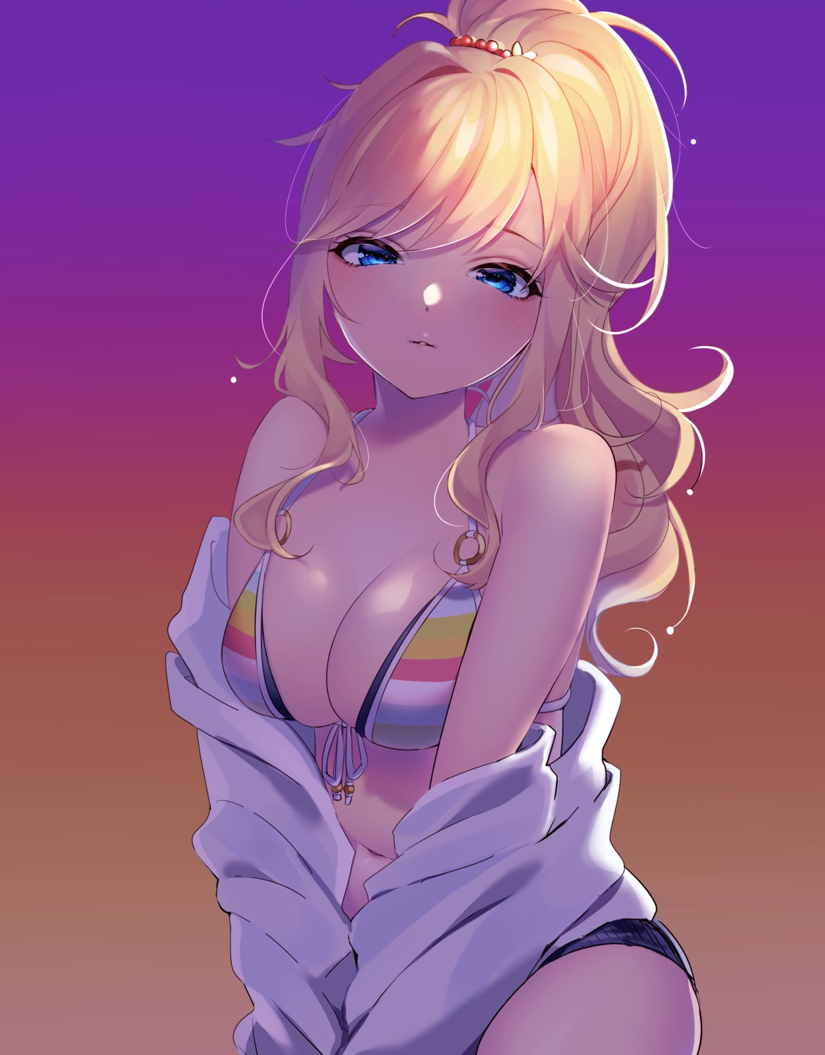 38cm bikini cleavage ootsuki_yui open_shirt swimsuits the_idolm@ster the_idolm@ster_cinderella_girls