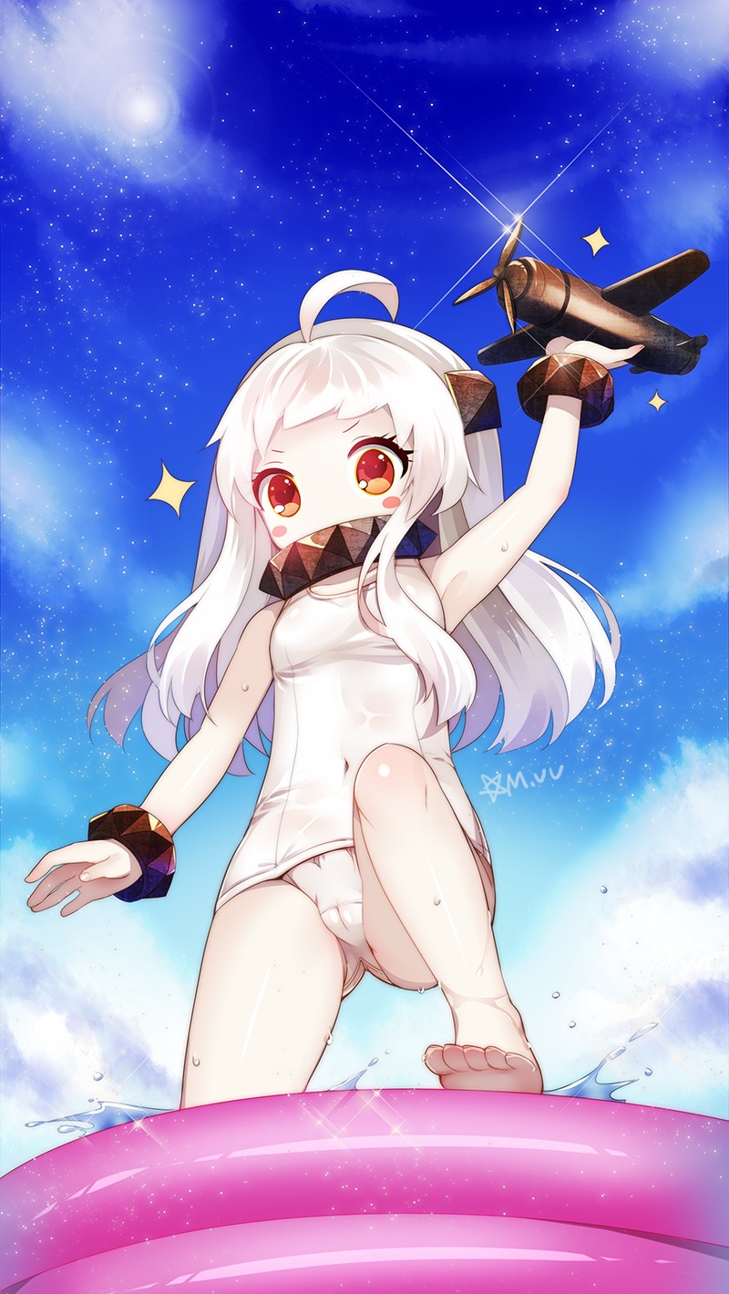 cameltoe feet kantai_collection loli m.vv northern_ocean_hime school_swimsuit swimsuits