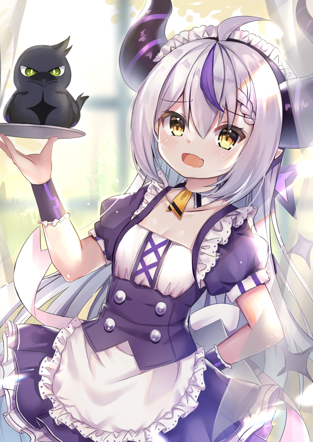 crow_(la+_darknesss) hololive horns la+_darknesss lydia601304 maid pointy_ears tail