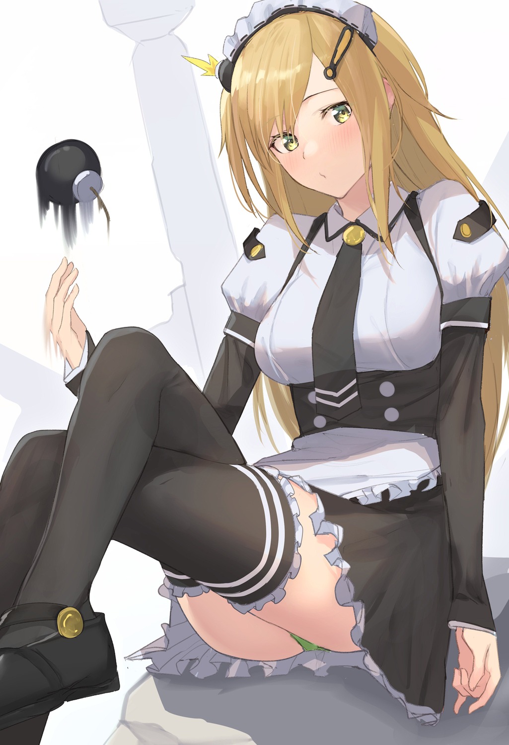 maid pallad pantsu skirt_lift thighhighs weapon