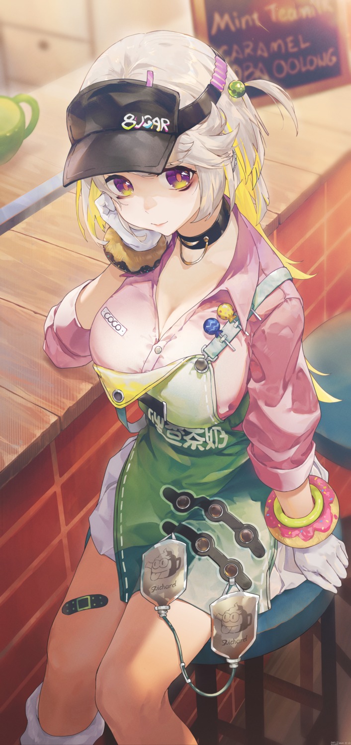 bandaid cleavage coco_(zenless_zone_zero) swkl:d waitress zenless_zone_zero