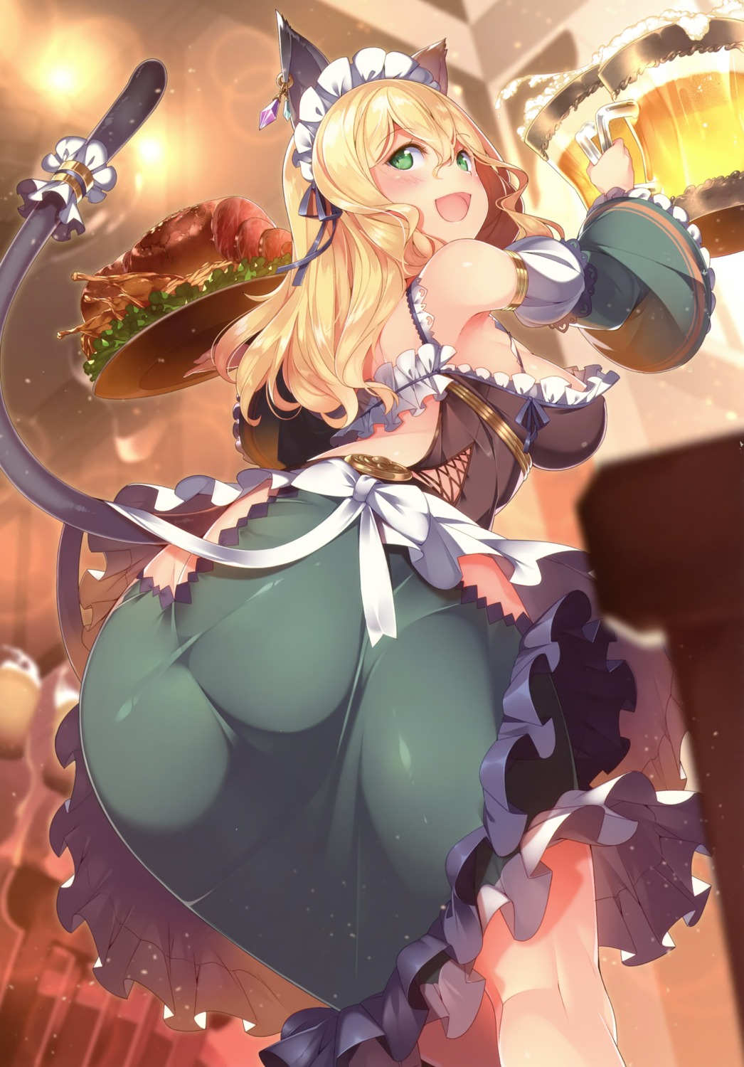 animal_ears ass kokka_han maid tail waitress