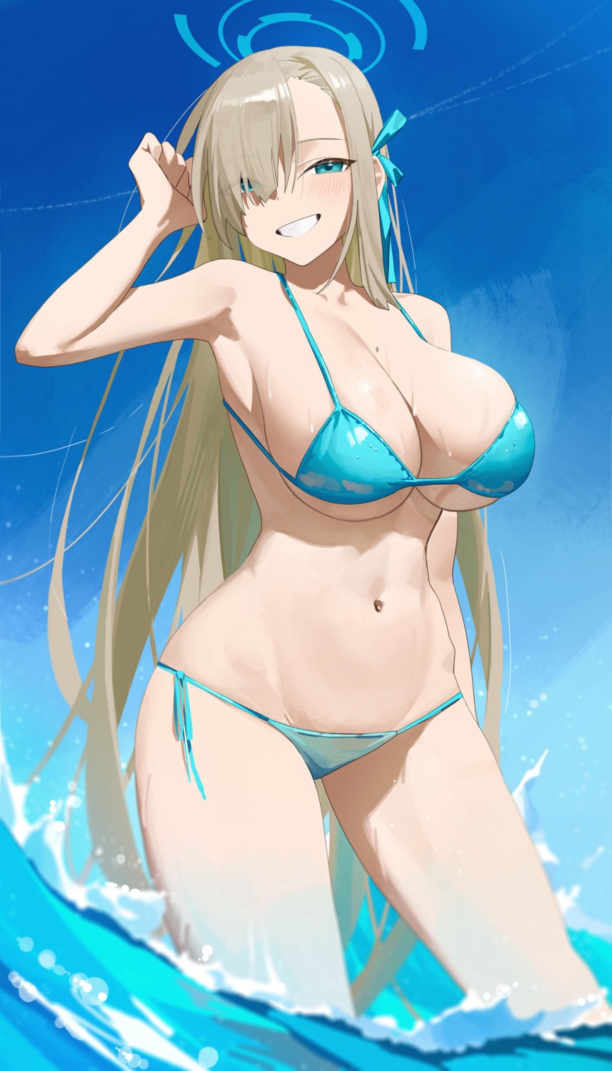 bikini blue_archive halo ichinose_asuna mm_(mhm2592) swimsuits wet
