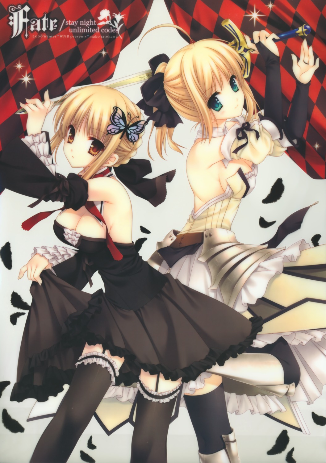 cleavage fate/stay_night fate/unlimited_codes garter lolita_fashion saber saber_alter saber_lily stockings tatekawa_mako thighhighs wnb