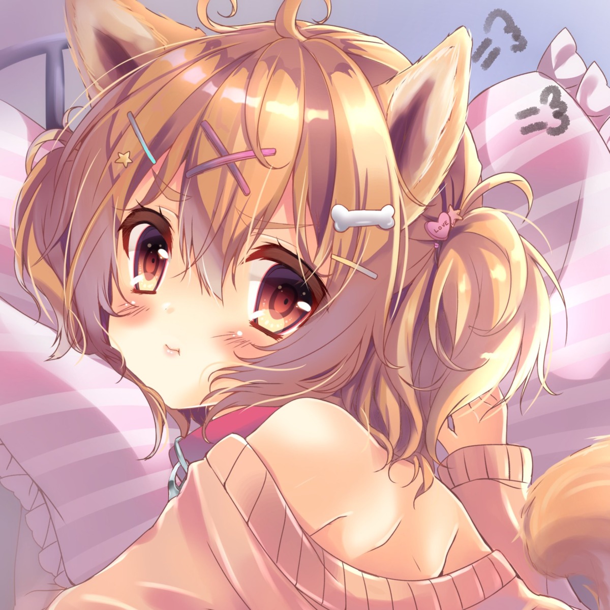 animal_ears honoka_(moe-moeko) sweater tail