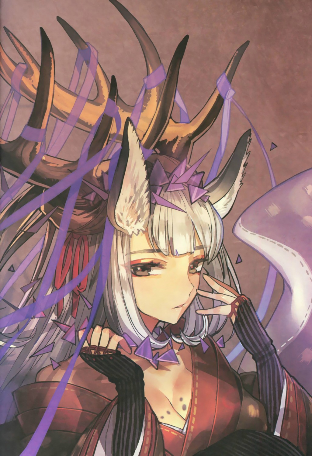 animal_ears cleavage horns japanese_clothes wada_rco