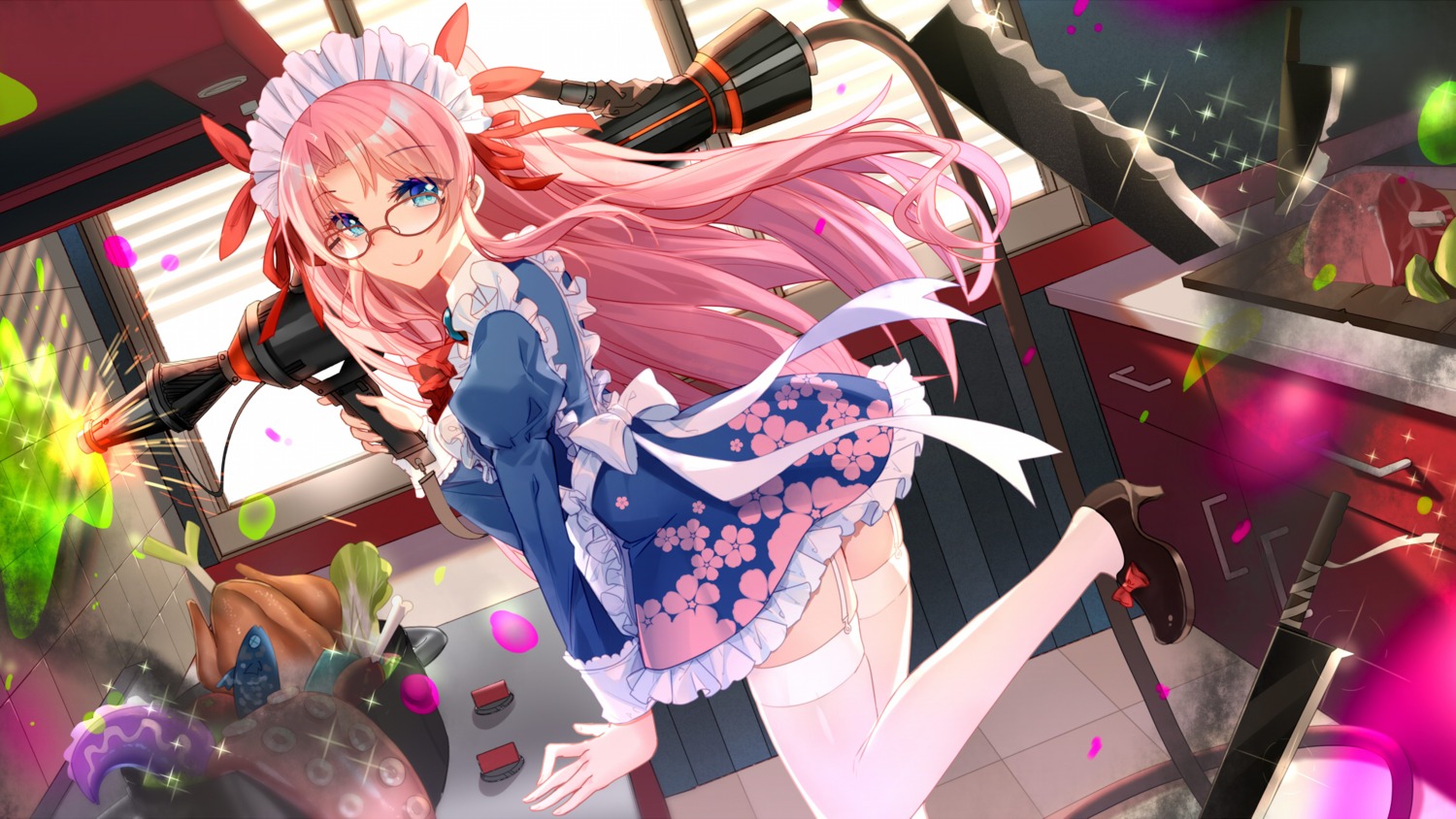 bison_cangshu heels maid megane stockings thighhighs wallpaper weapon witch_weapon