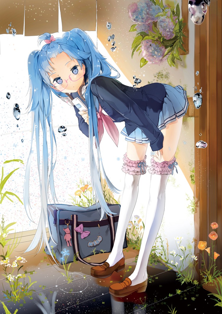 anmi garter hatsune_miku megane seifuku thighhighs vocaloid